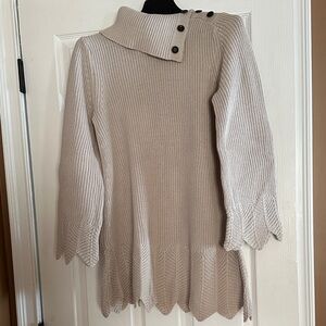 Style & Co. Beige Cowl Neck Sweater with Button Accents